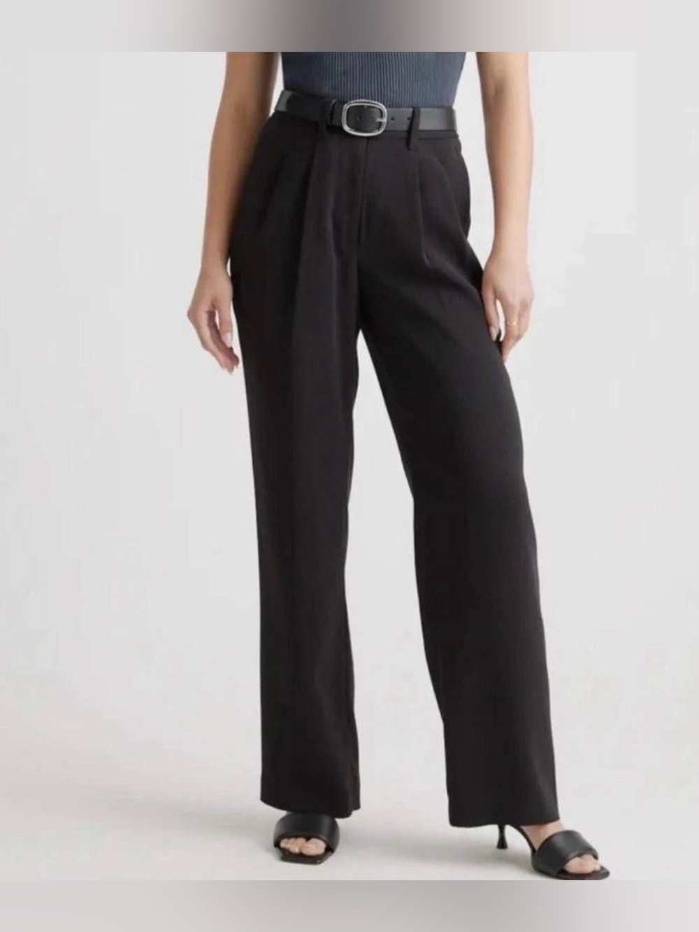 Quince Stretch Crepe Pleated Wide Leg Pant